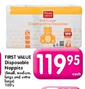 First Value Disposable Nappies(Small/Medium,Large And Extra Large)-100's