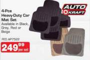 Auto Kraft 4-Pce Heavy Duty Car Mat Set-Per Set