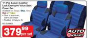 Auto Kraft 11-Pce Luxury Leather Look Executive Value Seat Cover Set-Per Set
