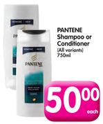 Pantene Shampoo or Conditioner(All Variants)-750ml Each