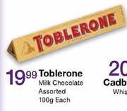 Toblerone Milk Chocolate Assorted-100g Each
