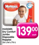 Huggies Dry Comfort Jumbo Disposable Nappies(56's/66's/76's)-Each