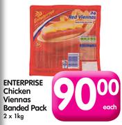 Enterprise Chicken Viennas Banded Pack-2 x 1kg