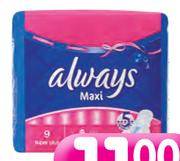 Always Sanitary Pads-4 x 9's/4 x 10's