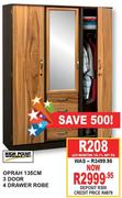 High Point Oprah 135cm 3 Door 4 Drawer Robe