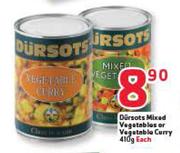 Dursots Mixed Vegetables Or Vegetable Curry-410g Each