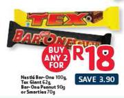 Nestle Bar-One 100g,Tax Giant 62g,Bar-One 62g,Bar-One Peanut 90g Or Smarties 70g