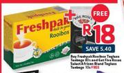 Freshpak Rooibos Tagless Teabags 80s + Free Five Roses Select African Blend Tagless Teabags