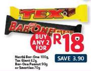 Nestle Bar-One 100g,Tax Giant 62g,Bar-One 62g,Bar-One Peanut 90g Or Smarties 70g