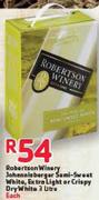 Robertson Winery Johannisberger Semi-Sweet White, Extra Light Or Crispy Dry White-3L