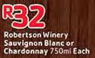 Robertson Winery Sauvignon Blanc Or Chardonnay-750ml Each