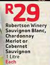 Robertson Winery Sauvignon Blanc,Chardonnay Merlot Or Cabernet Sauvignon-1Litre Each