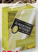 Robertson Winery Johannisberger Semi-Sweet White, Extra Light Or Crispy Dry White-3 Litre Each