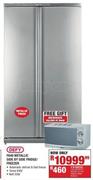 Defy F640 Metallic Side By Side Fridge/Freezer+Free Microwave