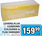 Lovers Plus Condoms Coloured & Flav Hanging-24x3's