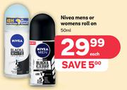 Nivea Mens Or Womens Roll On-50ml Each