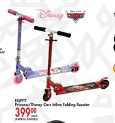 Huffy Princess/Disney Cars Inline Folding Scooter-Each