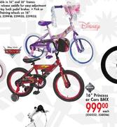 Disney 16" Princess Or Cars BMX Each