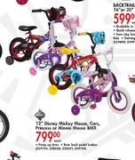 12" Disney Mickey Mouse,Cars,Princess Or Minnie Mouse BMX Each