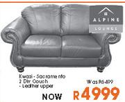 Alpine Lounge Kwazi-Sacramento 2 Div Couch-Leather Upper