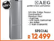 AEG Combination Stainless Steel Fridge Freezer-328ltr
