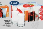 Monroe Hi-Ball Glasses-6 Pack