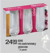 Elit Hi-Ball/Whisky Glasses-3-Pack Per Pack