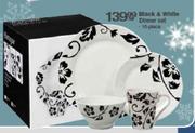 Black & White Dinner Set-16 Piece Per set