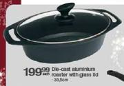 Die-Cast Aluminium Roaster With Glass Lid-33.5cm Each