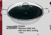 Cosmo Stainless Steel Wok With Non-Stick Coating-30cm Each  