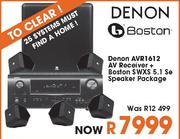 Denon AVR1612 AV Receiver + Boston SWXS 5.1 Se Speaker Package