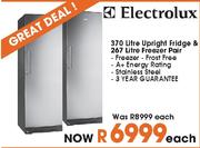 Electrolux 370l Upright Fridge & 267l Freezer Pair-Each