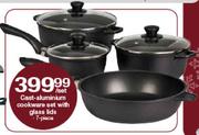 Cast-Aluminium Cookware Set With Glass Lids-7 Piece Per Set