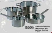 Duke Stainless Steel Cookware Set With Stainless Steel Lids-8 Piece Per Set