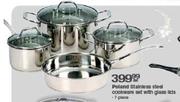 Poland Stainless Steel Cookware Set With Glass Lids-7 Piece Per Set