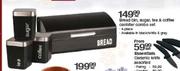 Bread Bin,Sugar,Tea & Coffee Canister Combo Set-4 Piece Per Set