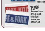 Essentials Jacquard Kitchen Towel Set Assorted-Per Set