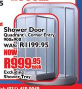 Shower Door Quadrant/Corner Entry 900 x 900-each