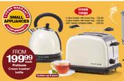 Platinum Cream Toaster 2 Slice Toaster With Bread Tray