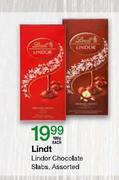 Lindt Lindor Chocolate Slabs-100g Each