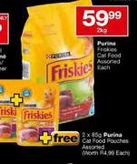 Purina Friskies Cat Food Assorted Each-2kg + Free 2 x 85g Purina Cat Food Pouches Assorted