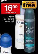 Dove Deodorant Assorted-150ml each