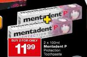 Mentadent P Protection Toothpaste-2 x 100ml