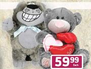 Gothik 12" Plush Smokie Bear Or Plush Bear With Heart
