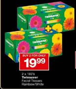Twinsaver Facial Tissues Rainbow/White-2x180's