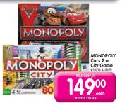 Monopoly Cars 2 Or City Game-Each