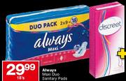 Always Maxi Duo Sanitary Pads-18's