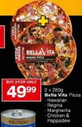 Bella Vita Pizza Hawaiian/Regina/Margherita/Chicken & Peppadew-2 x 280g