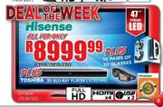 Hisense 47" (119cm) LED TV + Toshiba 3D Blu-Ray Player + 10 Pairs of 3D Glasses