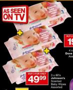 Johnson's Scented Baby Wipes Assorted-3 x 80's